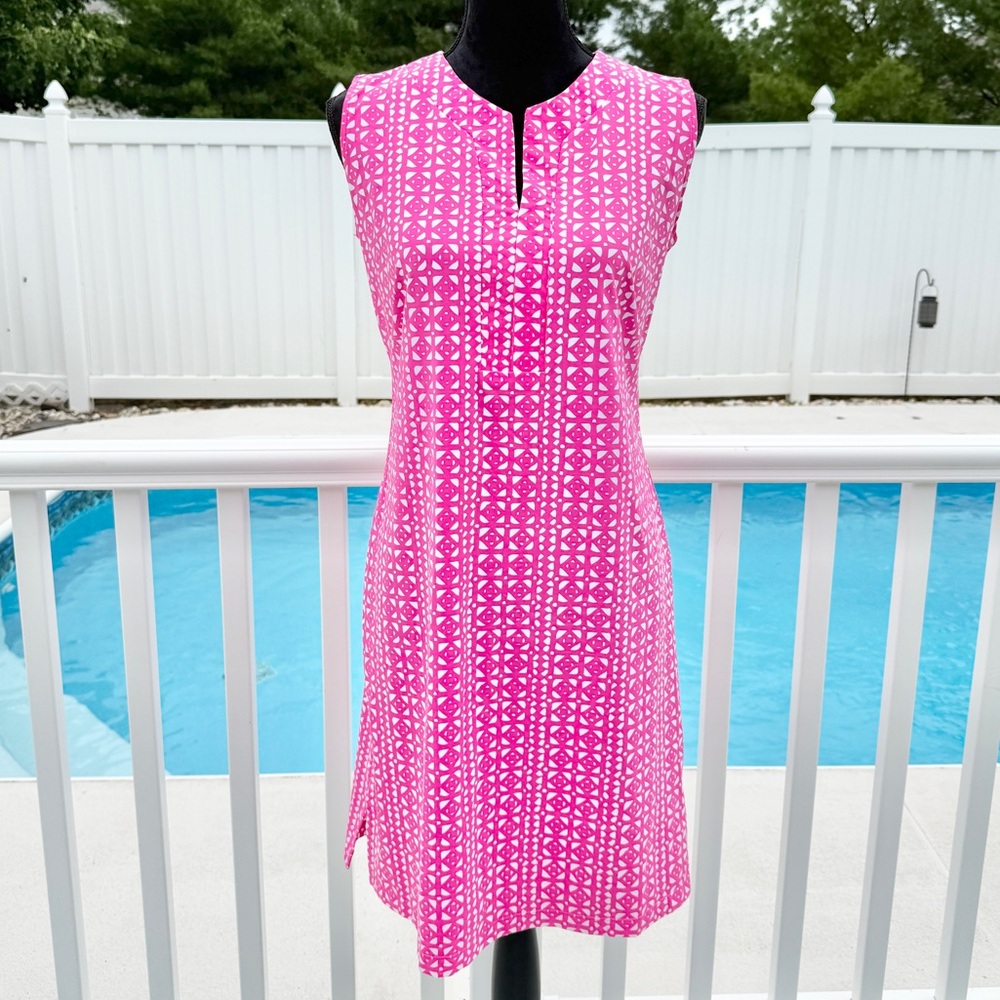 Katherine Way Pink & White Sleeveless Shift Dress Size Medium